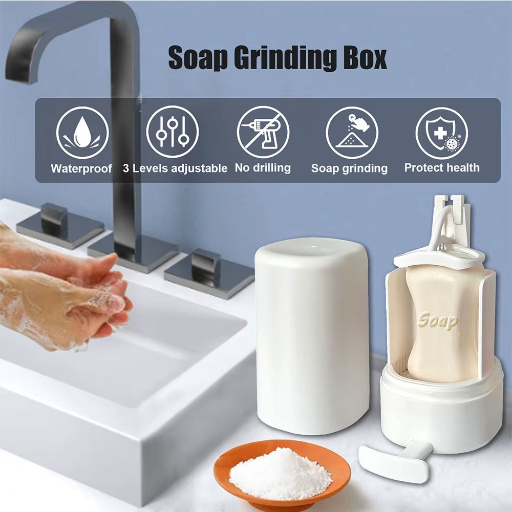 Portable Wall-Mounted Soap Powder Grinder Box, Waterproof, 3-Level, Adjustable, Bathroom, Hand Washing Tool