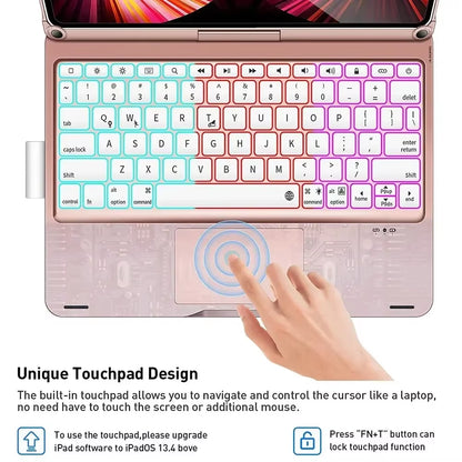 360 Degree Magic Keyboard Case for Ipad Air13 11 2024 M2 Pro12.9 11 Ipad 10.5 10.2 7/8/9 10Th Air4 5 10.9 Backlit Keyboard Funda