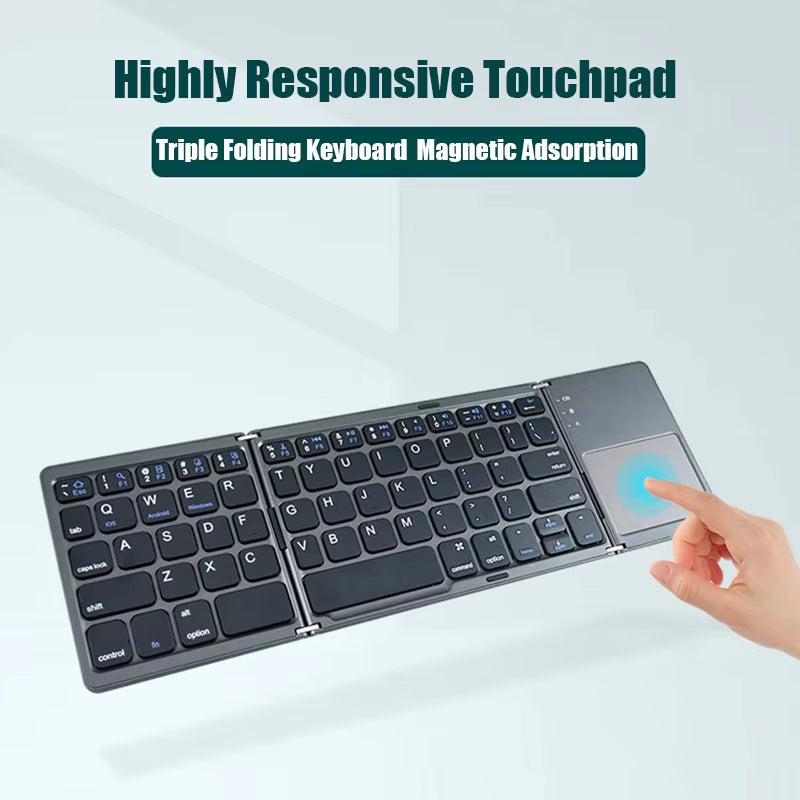 Folding Bluetooth Keyboard with Touchpad for IOS Android Windows Office Mini Wireless Keyboard Storage Three Systems Universal