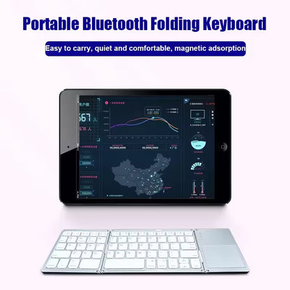 Folding Bluetooth Keyboard with Touchpad for IOS Android Windows Office Mini Wireless Keyboard Storage Three Systems Universal