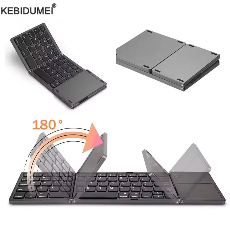 Folding Bluetooth Keyboard with Touchpad for IOS Android Windows Office Mini Wireless Keyboard Storage Three Systems Universal